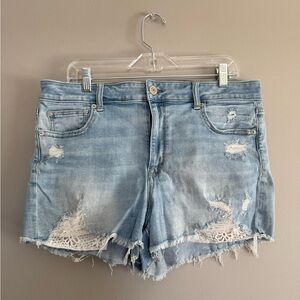 American Eagle Outfitters Light Blue Distressed Jean Shorts
